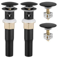 KES All Metal Bathroom Sink Drain with Overflow, 2 Pack, Lavatory Vanity Pop Up Drain with Detachable Hair Catcher, Rustproof 18/8 Stainless Steel, Matte Black, S2013A-BK-P2 - color: Black, style: for sink WITH overflow,2-pack