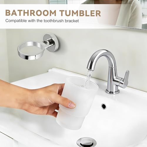 Frosted Glass Tumbler Cup, Bathroom Rinsing Cup & Drinking Glass, Fits for Toothbrush and Toothpaste Holder - color: Mattes Finish