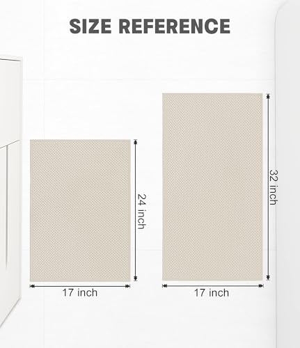 YIHOUSE Bathroom Rug Sets 2 Piece, Ultra Thin Quick Dry Bath Mat, Absorbent Bath Mat for Bathroom Non Slip Machine Washable Bath Rug (Beige) - color: Beige, size: 2 Pieces (Small)