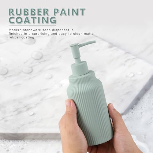 Modern Ceramic Soap Dispenser for Bathroom，14oz Ceramic Soft Touch Hand Lotion Dispenser with Pump，Liquid soap Dispenser for Kitchen (Green) - color: Green