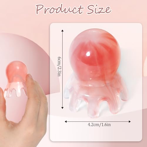 2 Pack Octopus Head Massager Comb Stress Relief Point Massage Comb Head Massage Tools Pink Acupressure Massager Scalp Massagers for Headaches Manual Acupressure Tool