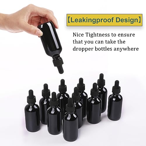 NOOEEISS 2oz Glass Dropper Bottle,Preety Texture Tincture Bottles with Precise Scales Eye Droppe,for All Kinds Of Mixed Liquids,Leak-Proof Design for Easy Travel (Black-24Pack) - color: Black, size: 2oz-24Pack