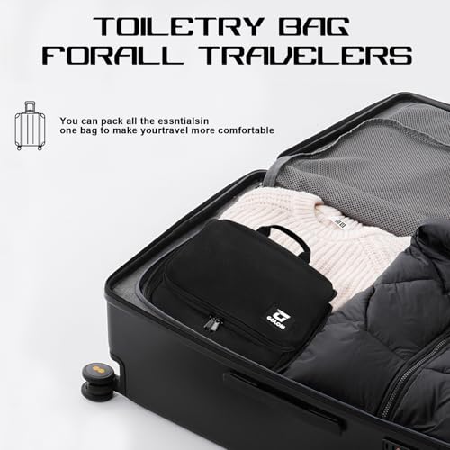 Goloni Hanging Toiletry Bag, 10 Compartments Water-Resistant Makeup Bag with 360° Spinning Metal Hook, Large Travel Cosmetic Organizer for Men & Women, Black (7.05oz) - color: Black