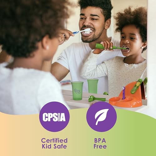 Brusheez Kids’ Electric Toothbrush Set - Safe & Effective for Ages 3+ - Parent Tested & Approved with Gentle Bristles, 2 Brush Heads, Rinse Cup, 2-Minute Timer, & Storage Base (Snappy the Croc) - color: Snappy the Croc