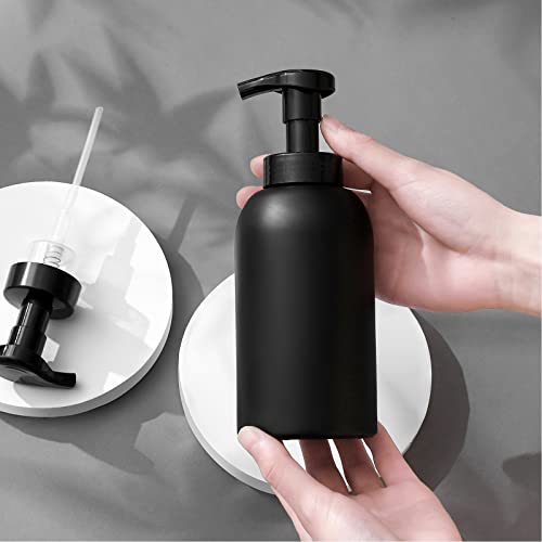 Foaming Hand Soap Dispenser Glass Jar Foam Dish Soap Dispenser for Bathroom and Kitchen Sink, Liquid Pump Bottle for Shampoo, Body Wash, Black, 2 Pack - color: Black