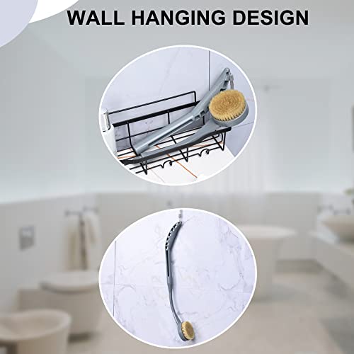 Back Brush Long Handle for Shower, 20.5” Back Bath Brush for Shower, Back Scrubber, Exfoliation and Improved Skin Health for Elderly with Limited Arm Movement, Disabled - color: Grey