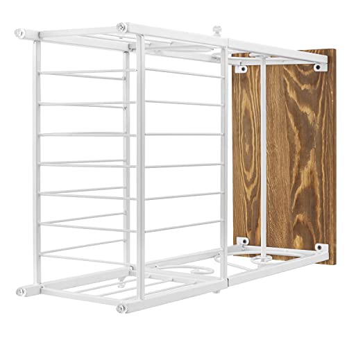 MyGift Toilet Paper Holder Stand with Shelf, Bathroom Table Stand Storage with Magazine Holder Basket, Scrollwork Design, White Metal - color: White
