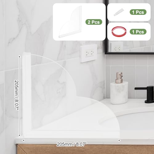uxcell 2Pcs Shower Splash Guards, 8.1 x 8.1 Inch Acrylic Small Frosted Corner Water Blocker with Acrylic Double-Sided Tape, Waterproof Shower Shields for Bathtub, Sink, Washbasin - color: Small Frosted, size: 8.1 x 8.1 Inch