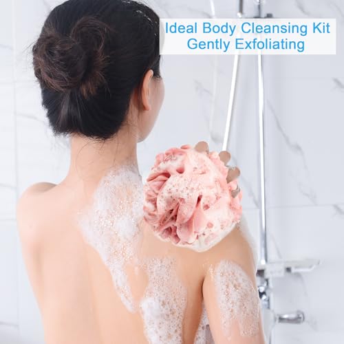 AmazerBath Loofah Sponge 75g/Piece, Exfoliating Bath Sponge Body Scrubber - Loofa Set of 4 - SunsetBerry Colors, Large - style: SunsetBerry