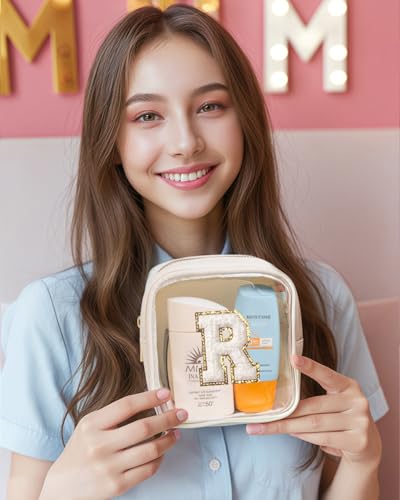 KOTORA Gifts for Girls Teen Girl - Preppy Makeup Bag Best Friend Birthday Gifts Teacher Gifts for Women Wedding Gifts Bridesmaid Gifts Daughter Teacher Wife Gifts Teen Girl Gifts - color: Beige, style: R