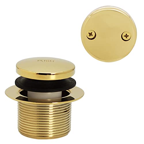 Westbrass R93-2-01 1-1/2" Coarse Thread Tip-Toe Bathtub Drain Trim Set with 2-Hole Overflow Faceplate, Polished Brass - color: Polished Brass, size: 1-Pack
