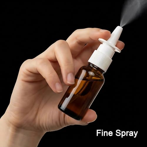 6 Pack 30ml (1oz) Amber Glass Nasal Spray Bottle, Empty Refillable Glass Nasal Sprayers Mist Bottles with Funnels, Dispensing Container with White Pump Sprayer (30ml(6pcs)) - color: 30ml(6pcs)