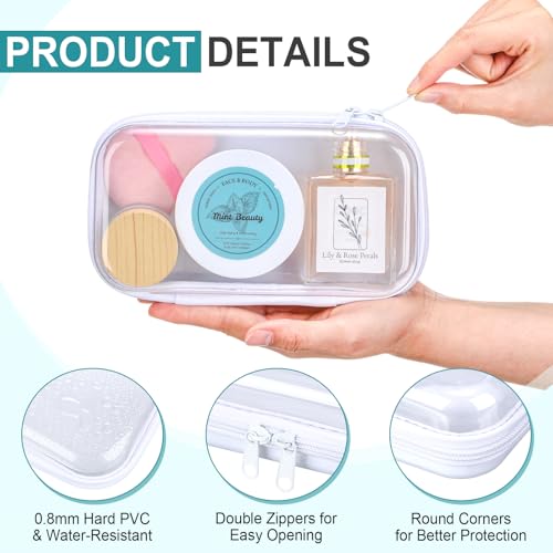 Sanwuta 10 Pcs Hard Zipper Case Clear Hard Pouches Plastic Zipper Pencil Box Toy Storage Bins Portable Plastic Containers for Travel Toiletry Office Cosmetic Blocks Puzzles Organizer (S) - size: S