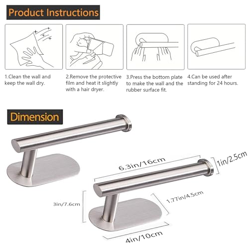 JOPOFI Self Adhesive Toilet Paper Holder - Brushed Nickel（2 Pcs） | Toilet Paper Holder Wall Mount for Bathroom,Stainless Steel Command Strip Toilet Paper Roll Holder Stick On Wall,No Drilling - color: Brushed Nickel, size: 2pcs
