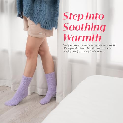 CoolMate Cozy Soft Cloud Socks, Fuzzy Socks for Women - color: A.01 - Bloom Purple