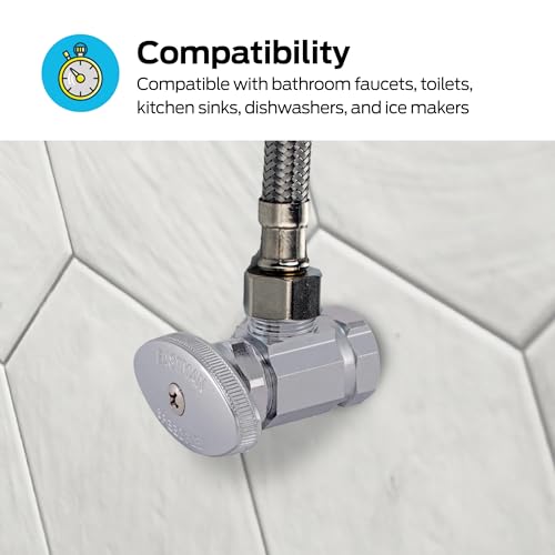 Eastman 1/2 Inch OD Compression x 1/2 Inch FIP Compression Multi-Turn Angle Stop Valve, Brass Plumbing Fitting, Chrome, 04338LF - size: 1/2 in. OD x 1/2 in. FIP