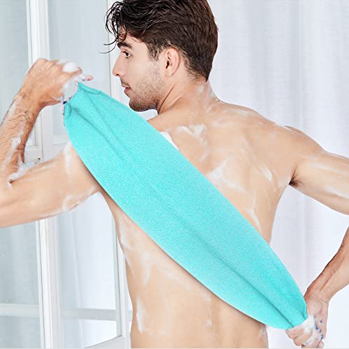 Evridwear Exfoliating Back Scrubber for Shower, Back Washer for Men Women | Loofah with Handle, Extended Length, Stretchable, Deep Cleansing for Hard-to-Reach Areas, Skin Massage (Angel Blue) - size: Angel Blue Back Scrubber