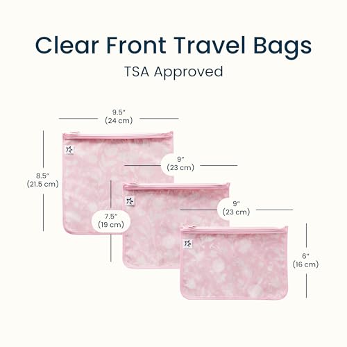 Tiny Twinkle Diaper Bag Organizing Pouches|3 Pack Mess-Proof Clear Front Travel Organizer Bags&TSA Approved Toiletry Bag Set for Baby and Mom Essentials - color: Toile