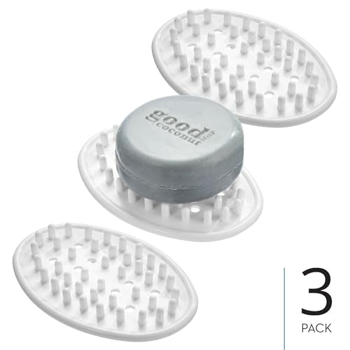 iDesign Soap Saver for Bar Soap - Soap Dish Holder for Bathroom Sink - Set of 3 - White - color: White, style: Pack of 3