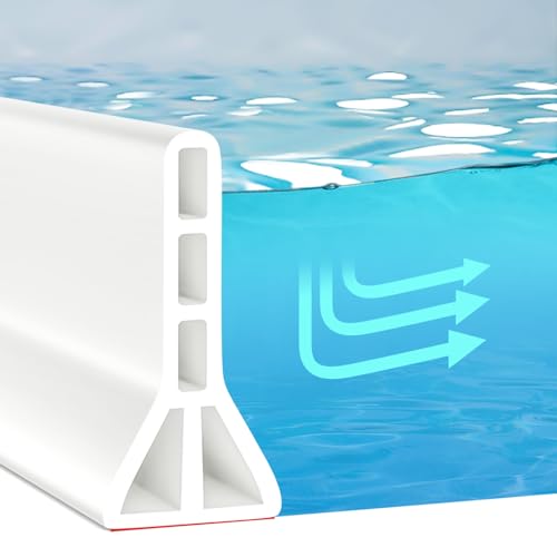 (Upgraded)3” High Shower Threshold Water Dam 39 Inch Collapsible Shower Barrier Water Stopper Shower Water Guard Dry and Wet Separation for Bathroom Kitchen and More(3.3ft) - color: White-3" High, style: 39 Inch