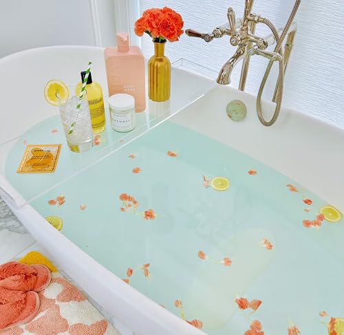 Anti Slip Bath Support – Stop Sliding in Bathtub – Silicone Body Stopper for Soaking Tubs – 44 Suction Cups – Luxury Bath Accessory, Dishwasher Safe - color: Frosted Glass