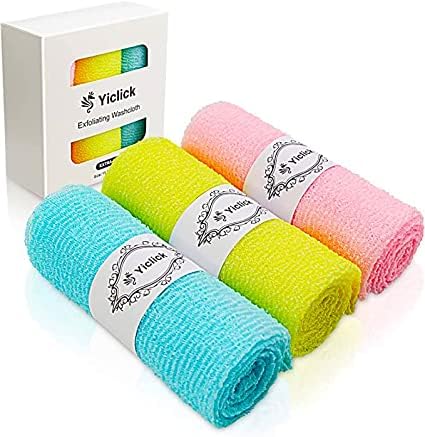 Yiclick Exfoliating Washcloth Towel- Exfoliating Body Scrubber Exfoliator, Back Scrubber for Shower Bath, Exfoliate Rags Wash Cloths, Loofah Lufa Sponge, Body Scrub & Exfoliation Women Men - color: Blue