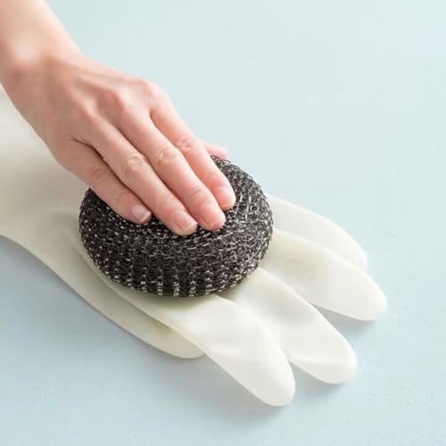 Household Cleaning Gloves 4 Pair Set Waterproof Kitchen Gloves Latex Plastic Steel Protection for Home Dishwashing and Bathroom Cleaning Size S White