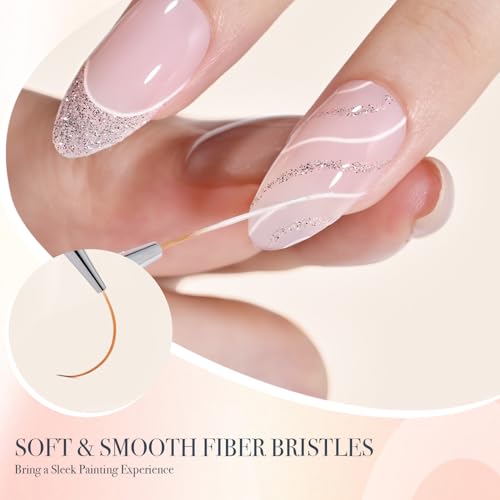 GAOY 5Pcs Nail Art Liner Brushes, Professional Painting Art Pen Set, Nail Design Tools for French Liner, Thin Details and Fine Drawing - color: 5Pcs Clear Nail Liner Brushes