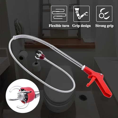 Toilet Snake Drain Clog Remover with Flexible Grabber Claw Use for Toilet Drain Auger Retrieve Lost Toys/Items, Clear Mild Clogs Affordable Alternative to Plumbers for Effective Drain Unclogging - style: 51"Toilet Auger