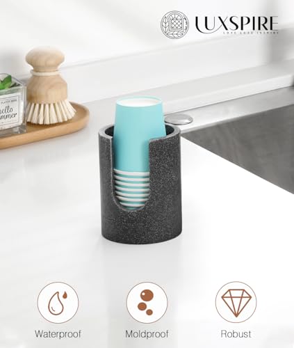 Luxspire Bathroom Cup Dispenser, 3oz Dixie Cup Dispenser, Resin Dixie Cup Holder, Disposable Paper Cup Holder for Bathroom, Cotton Pad Holder, Guest Bathroom Essentials, Gray - color: Gray, size: 3oz