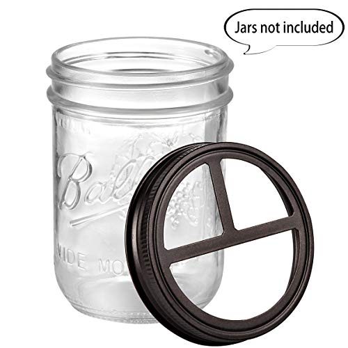 [Wide Mouth ONLY] SheeChung 2 Pack Mason Jar Toothbrush Holder Lid - Rustproof 304 Stainless Steel for Ball Mason Jar or Any Pint. Jar, Farmhouse Decor Bathroom Accessories Set - Bronze - color: Brown Lid-2 Pack