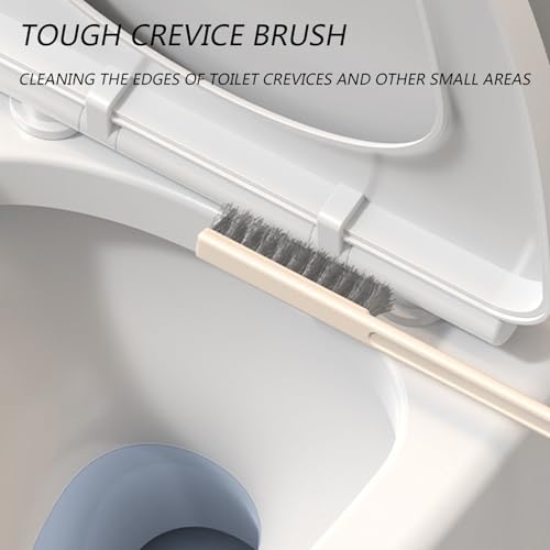 2 in 1 Toilet Bowl Brush Plunger Set,Toilet Brush and Holder Set Toilet Bowl Brush with Tweezers Long Handle,Ventilation Slots Base,Toilet Cleaner Brush for Bathroom Deep Cleaning - color: White