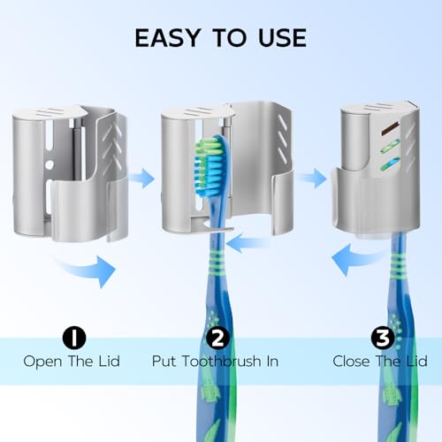 2PCS Aluminum Toothbrush Head Caps, Travel Toothbrush Top Cover, Portable Protector Clip Pod Fits Most Manual and Electric Toothbrush Head for Household Traveling, Camping, School, Business - Sliver - color: Sliver-2pcs