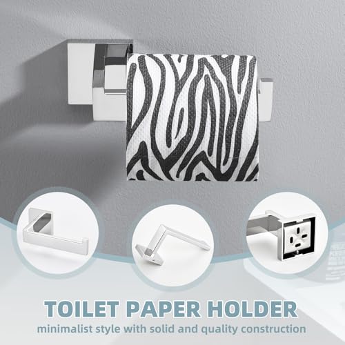 Bathroom Hardware Set 4-Piece, Angle Simple SUS304 Stainless Steel Bath Accessory Kit, Bathroom Fixture Set with Robe Hook, Toilet Paper Holder, Towel Holder and Towel Bar Polished Chrome - color: Polished Chrome