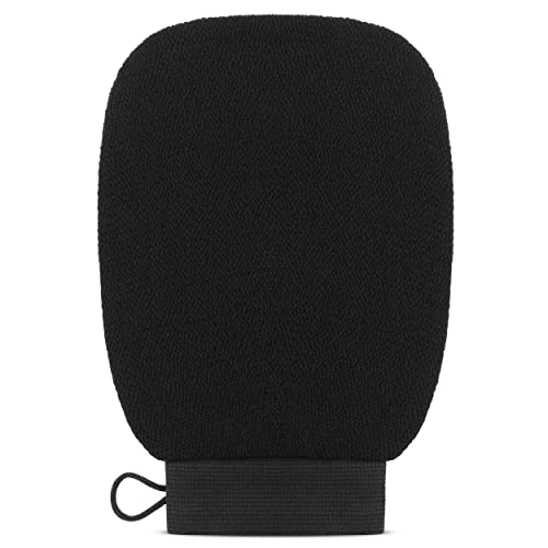 Valitic Exfoliating Glove Body Scrubber - Exfoliating Mitt Dead Skin Remover, Shower Face and Body Exfoliator - Korean Style Skin Scrubber Washcloth - Spray and Self Tan Remover, 1 Black - color: Night Black