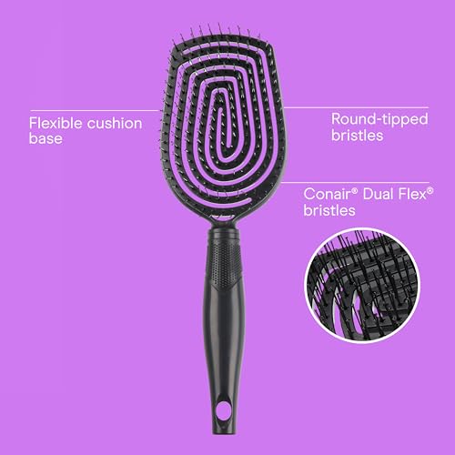 Conair Scalp Care Detangling hairbrush - Curly Hair Brush - Scalp Massager - hairbrushes for women & men - detangler for all lengths and types - can use wet or dry - Black Onyx - color: Black Onyx, size: 1 Count (Pack of 1)