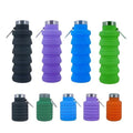 Collapsible Water Bottles，17oz Large capacity Silicone Water Bottle with Carabiner，Reusable Foldable Lightweight Sports Water Bottle for Travel Gym Camping Hiking (Black+Purple+Blue+Green) - color: Black+Purple+Blue+Green