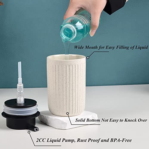 BosilunLife Beige Soap Dispenser Set - 2 Pack 12oz Ceramic Dish Soap Dispenser with Rust Proof Pump for Kitchen, Hand Soap and Lotion Set Suitable for Farmhouse Bathroom Decor - color: Beige-liquid Pump
