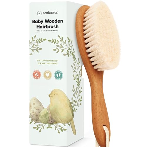 Wooden Baby Hair Brush for Toddler, Infant Cradle Cap (Golden Oak, Regular) | Soft Goat Bristles Brush for Newborn Girl, Boy Hair, Scalp, Styling, Gentle Grooming, Baby Comb, Baby Bath Essentials - color: Golden Oak, size: Oval, Regular 7"