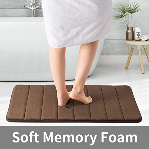 ROSMARUS Memory Foam Bath Mat - 20' x 32', Water Absorbent Shower Mat, Thick Bath Rugs with PVC Backing, Ultra Soft Bathroom Rugs for Floor & Tub, Brown - color: Brown, size: 20" x 32" (Rectangular)