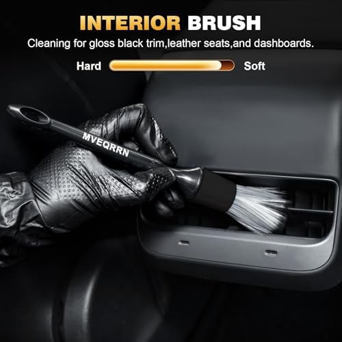 10Pcs Car Detailing Brush Set,Boars Hair Car Cleaning Detail Brush kit,Ultra Soft No Scratch Car Dust Brush,Car Interior Detailing Brushes Kit,Detail Brushes Car Detailing for Interior Exterior(black) - color: 10pcs detail brush set black