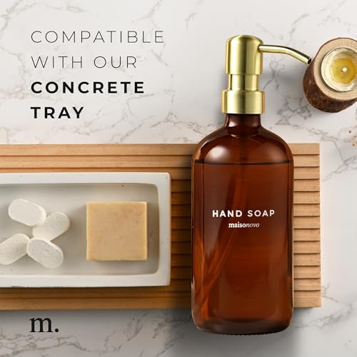 MaisoNovo Soap Dispenser 2-Piece Set | 16.9oz Amber Bottles with Gold Stainless Steel Pump Core - color: Amber/Gold