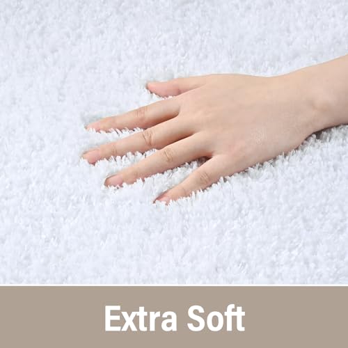 LOCHAS Bathroom Rugs Sets 3 Piece, Microfiber Bath Rug Set Non Slip Washable, Shaggy Toilet Rug Set Absorbent, Soft Cozy Bath Mat Set Quick Dry, White - color: White, size: 30" x 20" + 24" x 17" + U Shape 24" x 20"