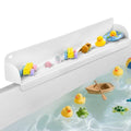 AGPTEK 24 Inch Bathtub Splash Guard with 10 Suction Cups, Silicone Tub Water Splash Guard for Bathtub, Bath Toy Tray Holder Play Shelf for Kids, Universal for Bathroom, Kitchen Sink (White) - color: White