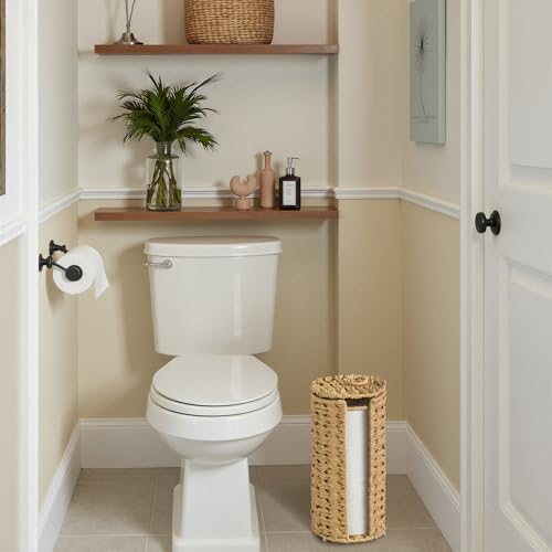 GRANNY SAYS Toilet Paper Storage Stand, Toilet Paper Holder Stand with Storage, Bathroom Tissue Holder, Freestanding Roll Stand, Waterproof Organizer for Bathroom - color: Natural, size: 6¾"D(For 3 Roll)