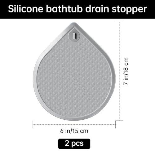 Bathtub Stopper, Universal Silicone Tub Drain Stopper, 6 Inches Extra Large Bathtub Drain Stopper Bath Plug for Kitchen Bathroom Bathtub Sink Drains (2 Pcs, White Grey)