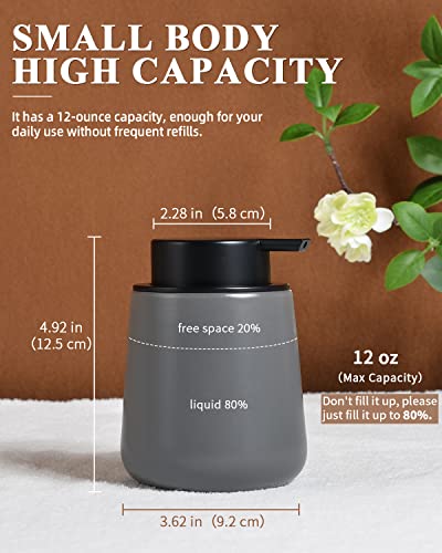 BosilunLife Grey Lotion Dispenser - Modern Ceramic Soap Dispenser Bathroom 12 oz Bottles Lotion Hand Pump Dispenser Black Pump Dish Liquid Dispenser for Kitchen Hand Wash Dispenser - color: Matte Grey
