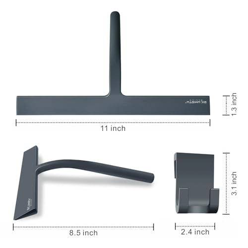 Shower Squeegee for Glass Doors, RICHMIRTH 11" Inch Width Silicone Rubber Blade Squeegee Window Cleaner Tool Squeegee for Shower Glass Doors Bathroom - color: Gray, size: 11 Inches