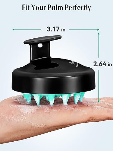 HEETA Scalp Massager Hair Growth 2-Pack, Soft Silicone Scalp Scrubber Shampoo Brush for Exfoliation Dandruff Removal Head Massage Stress Relax, Wet & Dry Use for Women Men Thick Thin Curly Hair Care - color: Turquoise & Purple