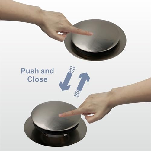 Brushed Bathtub Drain Stopper,Universal Pop Up Bath Drain, Hidrop Tip Toe Tub Drain Stopper,Conversion Kit Assembly, Replaces Lift and Turn,Tip-Toe and Trip Lever drains for Tub, EZ Install(Brushed) - color: Brushed